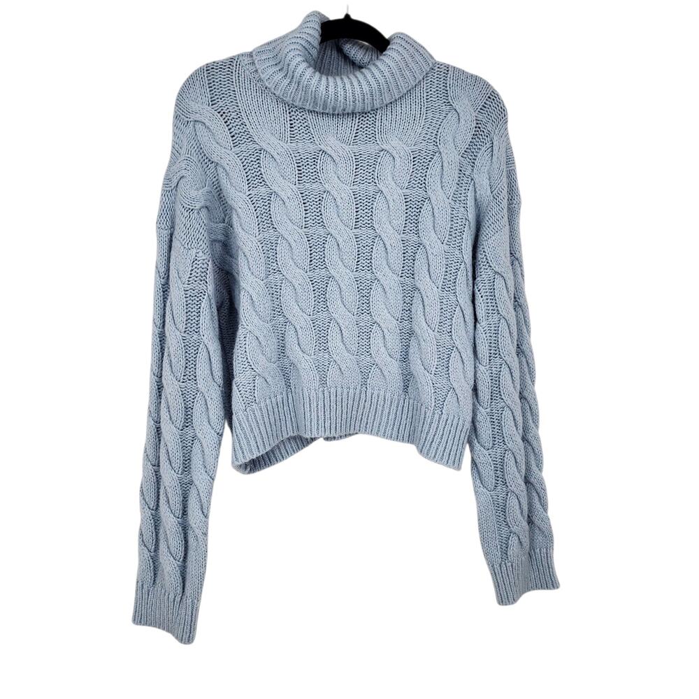 Free People Better Garment Chunky Cable Knit Pullover Turtleneck Sweater Size M